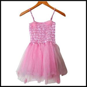 HH Pink Tule Feather Dress Fit Flare Stretch Dress‎